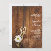 White Daisy and Horse Bit Western Rehearsal Dinner Kaart (Voorkant)