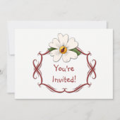 White Daisy and Ladybug Birthday Party Invitation Kaart (Voorkant)