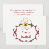 White Daisy and Ladybug Birthday Party Invitation Kaart (Voorkant / Achterkant)