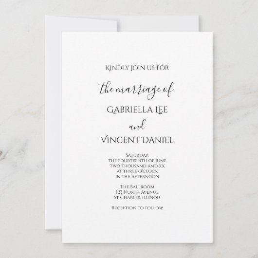 White Daisy and Pearls Wedding Kaart (Achterkant)