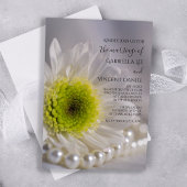 White Daisy and Pearls Wedding Kaart