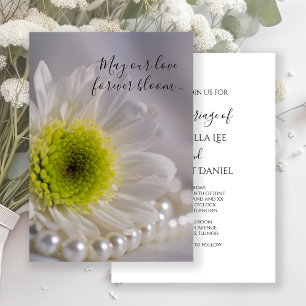 White Daisy and Pearls Wedding Kaart