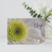 White Daisy and Pearls Wedding RSVP Response Kaart (Staand voorkant)