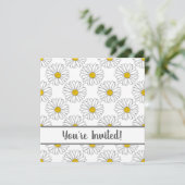 White Daisy and White Daisy Pattern Invitation Kaart (Staand voorkant)