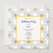 White Daisy and White Daisy Pattern Invitation Kaart (Achterkant)