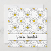 White Daisy and White Daisy Pattern Invitation Kaart (Voorkant)