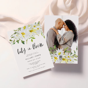 White Daisy   Baby in bloom floral baby shower Kaart