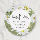 White Daisy Baby shower Dank u Favor Circle Bedankjes Labels (Voorkant)