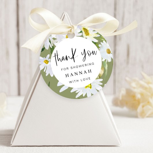 White Daisy Baby shower Dank u Favor Circle Bedankjes Labels