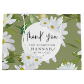 White Daisy Baby shower Dank u gunsten Groot Cadeauzakje (Voorkant)