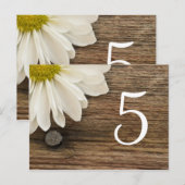 White Daisy Barn Wood Country WeddenTable Number Briefkaart (Voorkant / Achterkant)