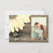 White Daisy Barn Wood Wedding Save the Date Sepia (Voorkant)