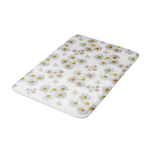 White Daisy Bathroom Bath Mat (Gekanteld)
