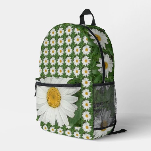 White Daisy Bedrukte Rugzak (Achterkant Hoek Rechts)