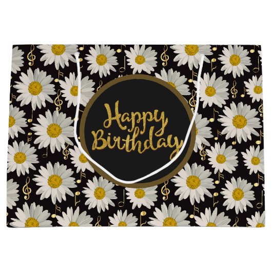 White Daisy Birthday Groot Cadeauzakje (Voorkant)