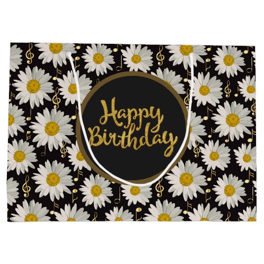White Daisy Birthday Groot Cadeauzakje (Achterkant)