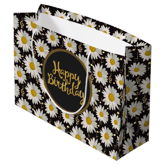 White Daisy Birthday Groot Cadeauzakje (Achterkant Gekanteld)