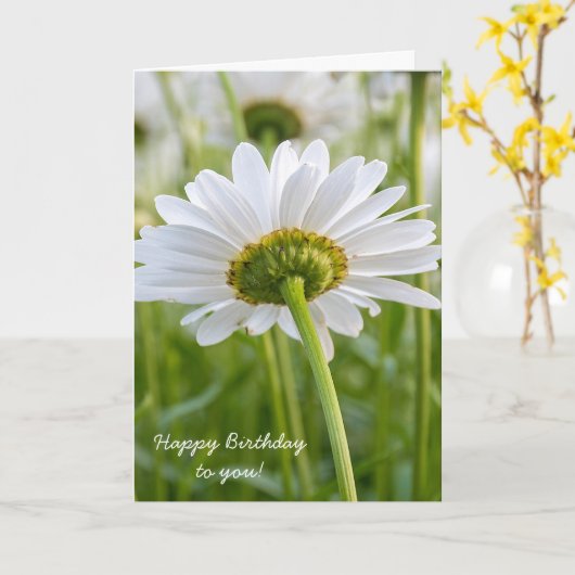 White daisy-birthday kaart (Gele Bloem)