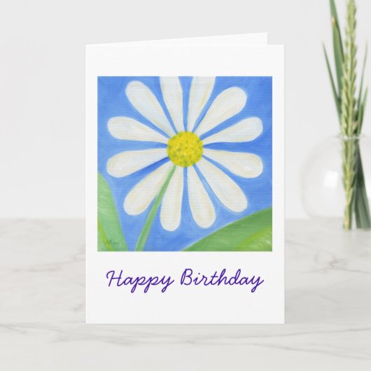 White Daisy Birthday Kaart (Voorkant)
