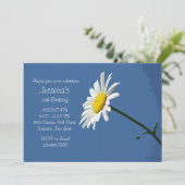 White Daisy Birthday Party Invitation Kaart (Staand voorkant)