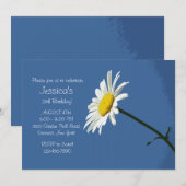 White Daisy Birthday Party Invitation Kaart (Voorkant / Achterkant)