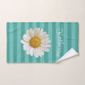 White Daisy Blauwgroen gestreept op maat Bad Handdoek (Handdoek)