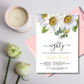 White Daisy Bloemen Greenery Script Verjaardag Kaart