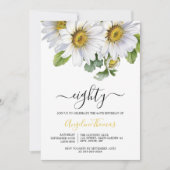 White Daisy Bloemen Greenery Script Verjaardag Kaart (Voorkant)