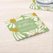 White Daisy Blooms – Floral Garden Birthday Kartonnen Onderzetters (Gebogen)