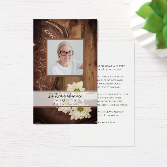 White Daisy Boots Western begrafenisgebed Visitekaartje (Bureau)