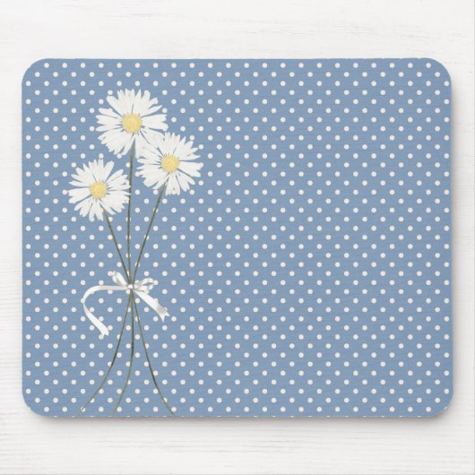 White Daisy Bouquet over Polka Dots Muismat (Voorkant)