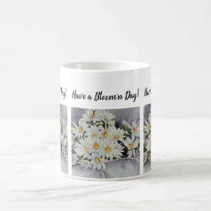 White Daisy Bouquet Waterverf Flowers Koffiemok