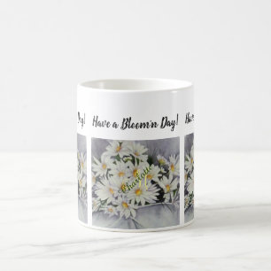 White Daisy Bouquet Waterverf Flowers Koffiemok
