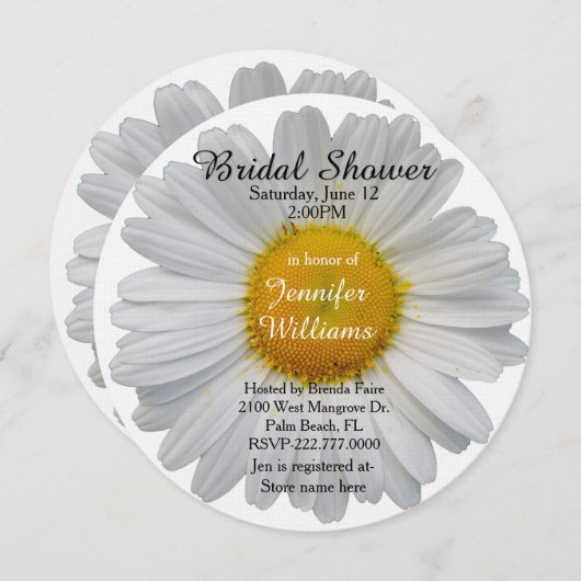 White Daisy Bridal Shower Invitation Kaart (Voorkant / Achterkant)