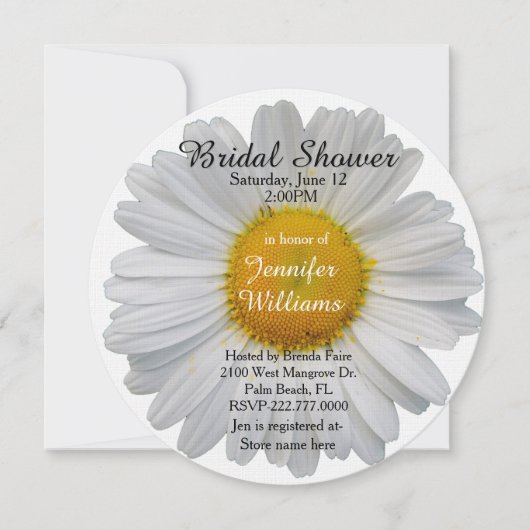 White Daisy Bridal Shower Invitation Kaart (Voorkant)