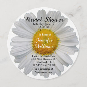 White Daisy Bridal Shower Invitation Kaart