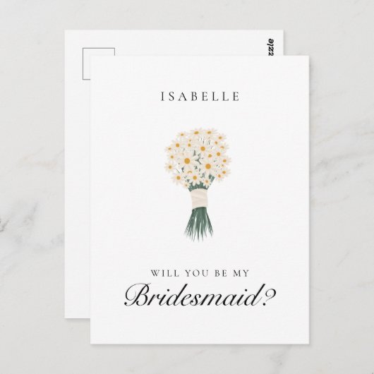 White Daisy Bridesmaid Proposal Briefkaart (Voorkant / Achterkant)