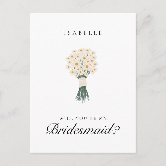 White Daisy Bridesmaid Proposal Briefkaart (Voorkant)