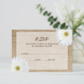 White Daisy Burlap Wedding RSVP-reactiekaart RSVP Kaartje (Staand voorkant)