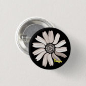 White Daisy Button/Pin Ronde Button 3,2 Cm (Voorkant /achterkant)