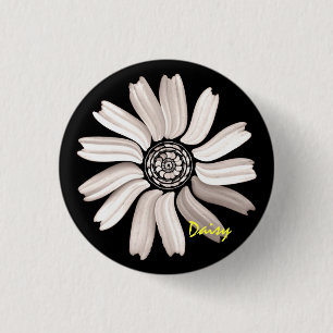 White Daisy Button/Pin Ronde Button 3,2 Cm