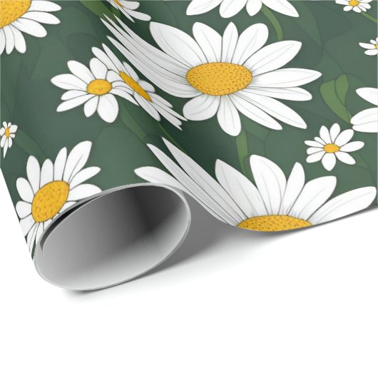 White Daisy Cadeaupapier (Rol Hoek)