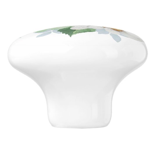 White Daisy Ceramic Knob Keramische Knop (Zijkant)