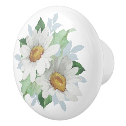 White Daisy Ceramic Knob Keramische Knop (Rechts)