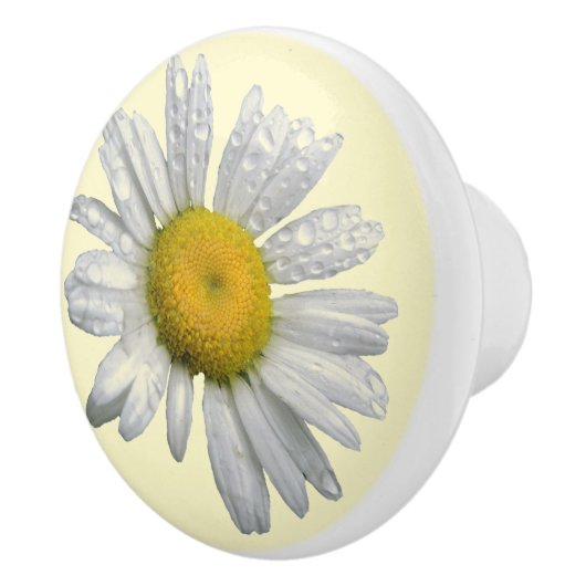 White Daisy Ceramic Knob Keramische Knop (Rechts)