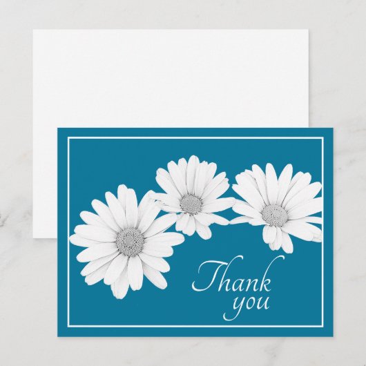 White Daisy Chain met Blue Background Dank je Briefkaart (Voorkant / Achterkant)