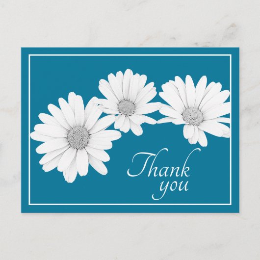 White Daisy Chain met Blue Background Dank je Briefkaart (Voorkant)