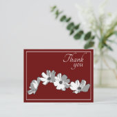 White Daisy Chain Red Background Dank je Briefkaart (Staand voorkant)