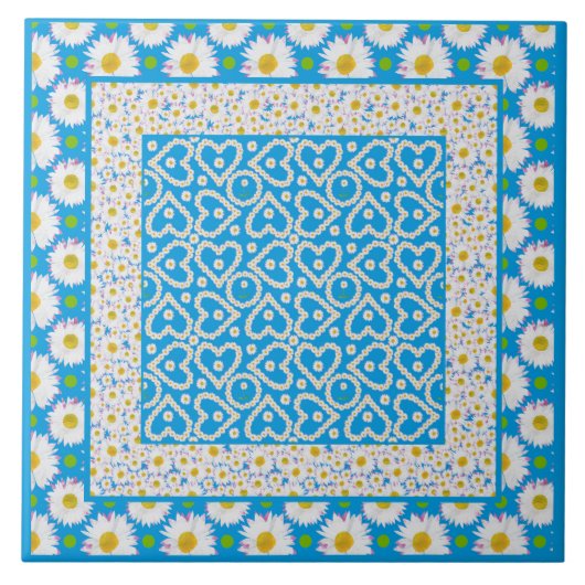 White Daisy Chains Ceramic Tile: Mix'n match Tegeltje (Voorkant)