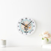 White Daisy clock Ronde Klok (Huis)